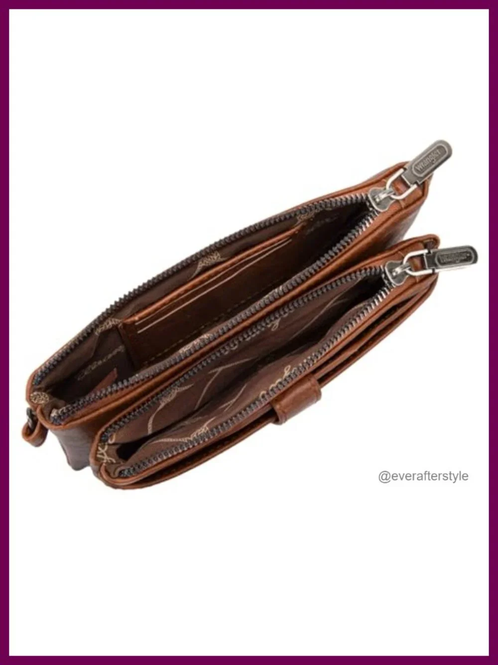 Vegan Leather Crossbody Wallet Card Holder Double Zipper